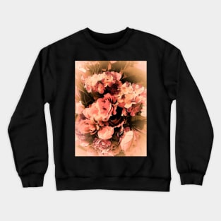 PINK VINTAGE ROSES HYDRANGEAS BOUQUET, FLORAL Crewneck Sweatshirt